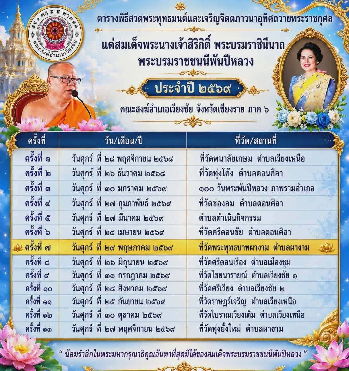 266214_0 เข้าร่วมพิธีบำเพ็ญกุศลถวายพระพันปีหลวงอำเภอเวียงชัย ประจำเดือนพฤษภาคม